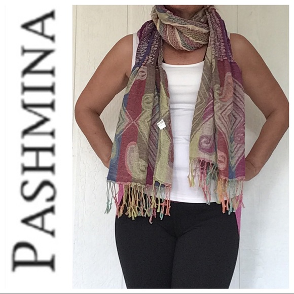 PASHMINA MULTI COLORED BOHO SCARF BLANKET WRAP - Picture 2 of 16